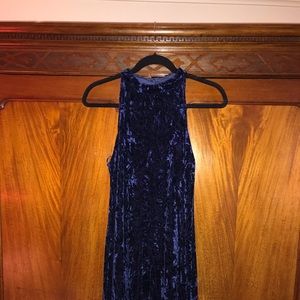 Blue velvet Angie sleeveless dress.